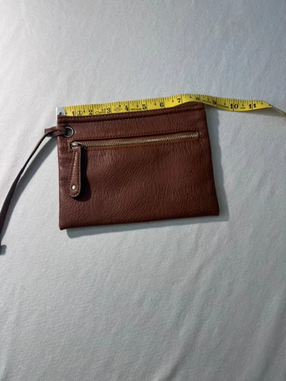 STREET LEVEL brown faux leather clutch removable wrist strap